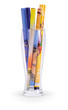 glass with paper rolls
