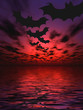 Bats flying over the water