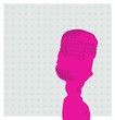 Vector hand drawn retro microphone with pattern