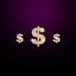 diamond dollars on red background