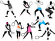 tennis players silhouettes