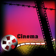 Cinema background with grunge film strip