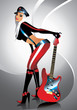 Hot dancing girl with cherry guitar