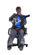 Businesman driving an office chair