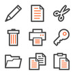 Document web icons, orange and gray contour series Document web icons, orange and gray contour series