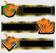 Three banners with the image of an amusing leopard