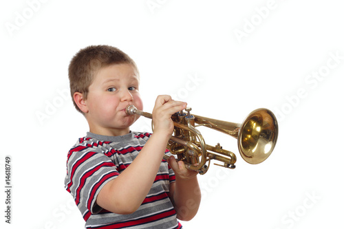 Photo: Boy Blowing Trumpet Boy Blowing Trumpet