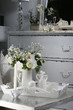 Flowers composition in retro interior. Flowers composition in retro interior.