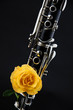 Clarinet With Yellow Rose Isolated on Black