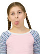 Young girl to put out one's tongue