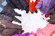 Children stand around,  top view