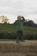 Young boy on hay bales Young boy on hay bales