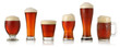 Different glasses of cold beer, isolated on white