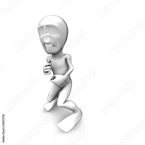 Illustration: 3d little person who very frightened, trembling in fear 3d little person who very frightened, trembling in fear