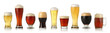Various glasses of different beers, isolated on white Various glasses of different beers, isolated on white