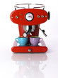 Colourful Espresso Coffee Machine and Cups 1 Colourful Espresso Coffee Machine and Cups 1
