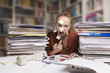 sick and tired businesswoman at the desk