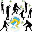volleyball players collection silhouette - vector volleyball players collection silhouette - vector