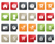 Internet and Online Shopping Icon Set. Tag and Label Style Internet and Online Shopping Icon Set. Tag and Label Style