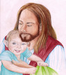 Jesus Christ holding an infant child