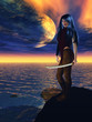 Woman standing on rocks