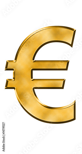 Illustration: golden euro symbol on white background golden euro symbol on white background
