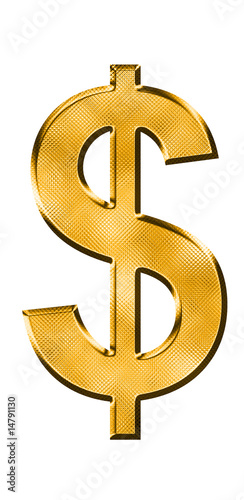 Illustration: golden dollar on white background golden dollar on white background
