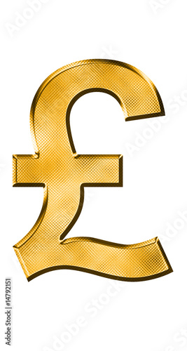Illustration: golden pound symbol on white background golden pound symbol on white background