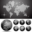 Vector dotted  Map and Globe of the World