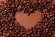 Heart maked from coffee beans