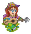 Hippie guitar player outdoor