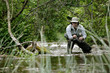 Fly-fishing on remote river
