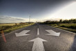 Country Asphalt road with arrows Country Asphalt road with arrows