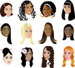 Twelve Different Women Faces different races.