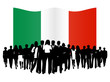 Illustration of people and flag Illustration of people and flag