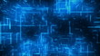 3d flight through blue line cyberspace. Seamless loop.