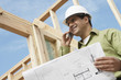 Construction Worker Using Cell Phone