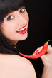 cute girl with chili pepper