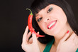 cute girl with chili pepper