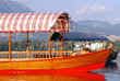 Side view of wood Boat at Bled Lake
