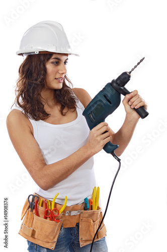 Photo: Young Girl with tools for building Young Girl with tools for building