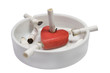 Closeup of cigarette stubs and a heart in a white ash-tray