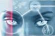 Portrait of woman with superimposed graphics, close up