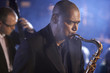 Saxophone player on stage, portrait