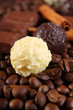 pralinen mit kaffeebohnen,schokolade und zimt