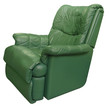 Green Leather Armchair isolated with clipping path.