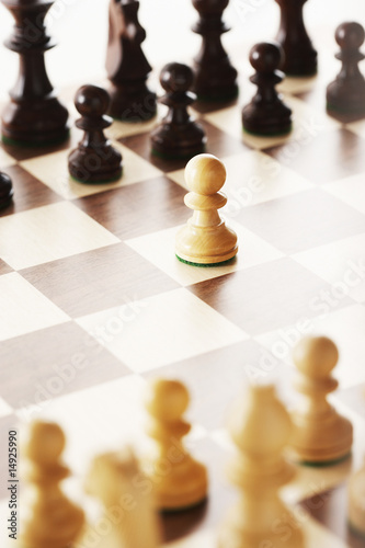 Photo: Chess board after first move Chess board after first move