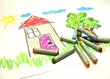 Kid's painting with colour chalks
