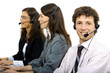 Operators taliking on headset