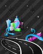 abstrac cartoon city artwork